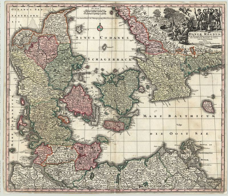 Dänemark in der Zeit um 1730 von Johann Baptist Homann