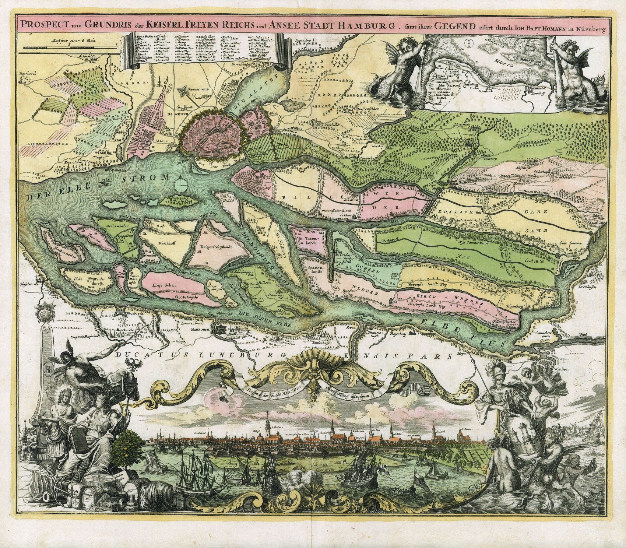 Hamburg in der Zeit um 1720 von Johann Baptist Homann