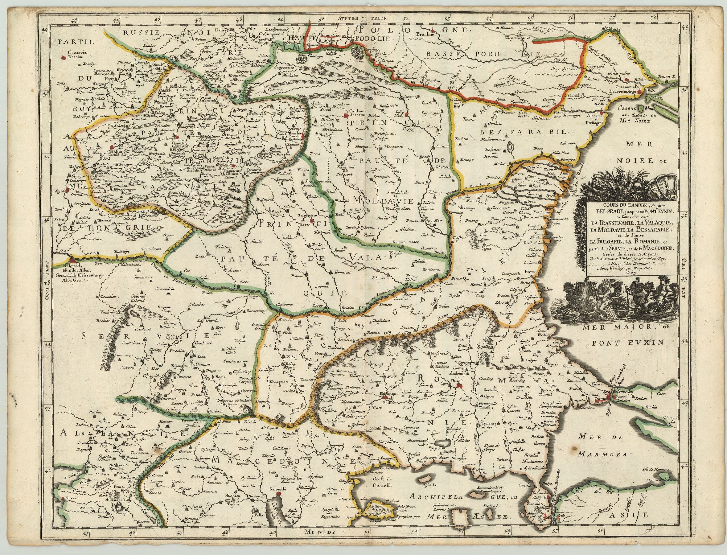 Die Donau von Belgrad bis zur Mündung im Jahr 1665 von Nicloas Sanson