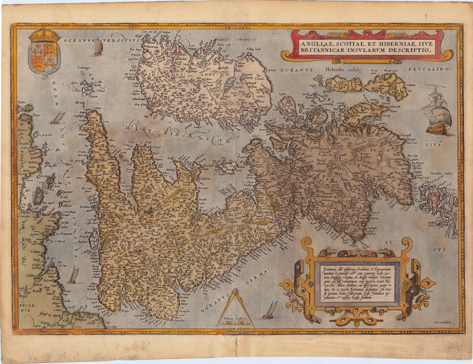 Großbritannien im Jahr 1572 von Abraham Ortelius