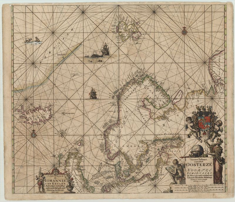 Seltene Seekarte des Nordatlantiks in der Zeit um 1680 von Johannes van Keulen