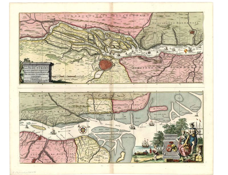 Hamburg und die Elbe um das Jahr 1710