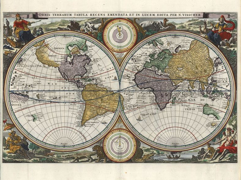 Weltkarte aus der Zeit um 1714