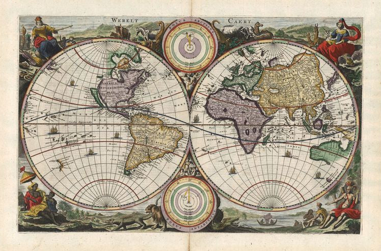 Weltkarte aus der Zeit um 1690