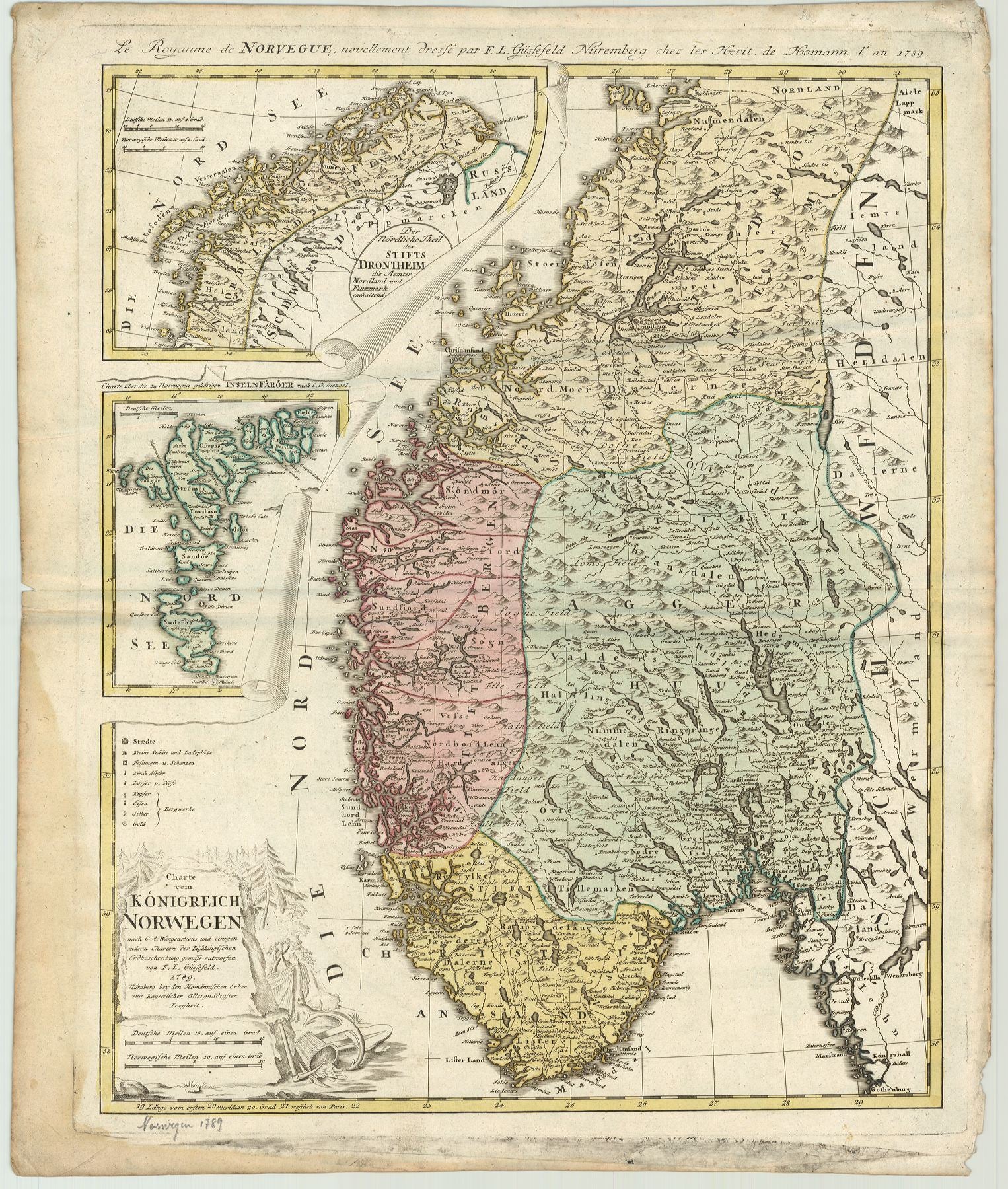 Norwegen im Jahr 1789 von Homann Erben