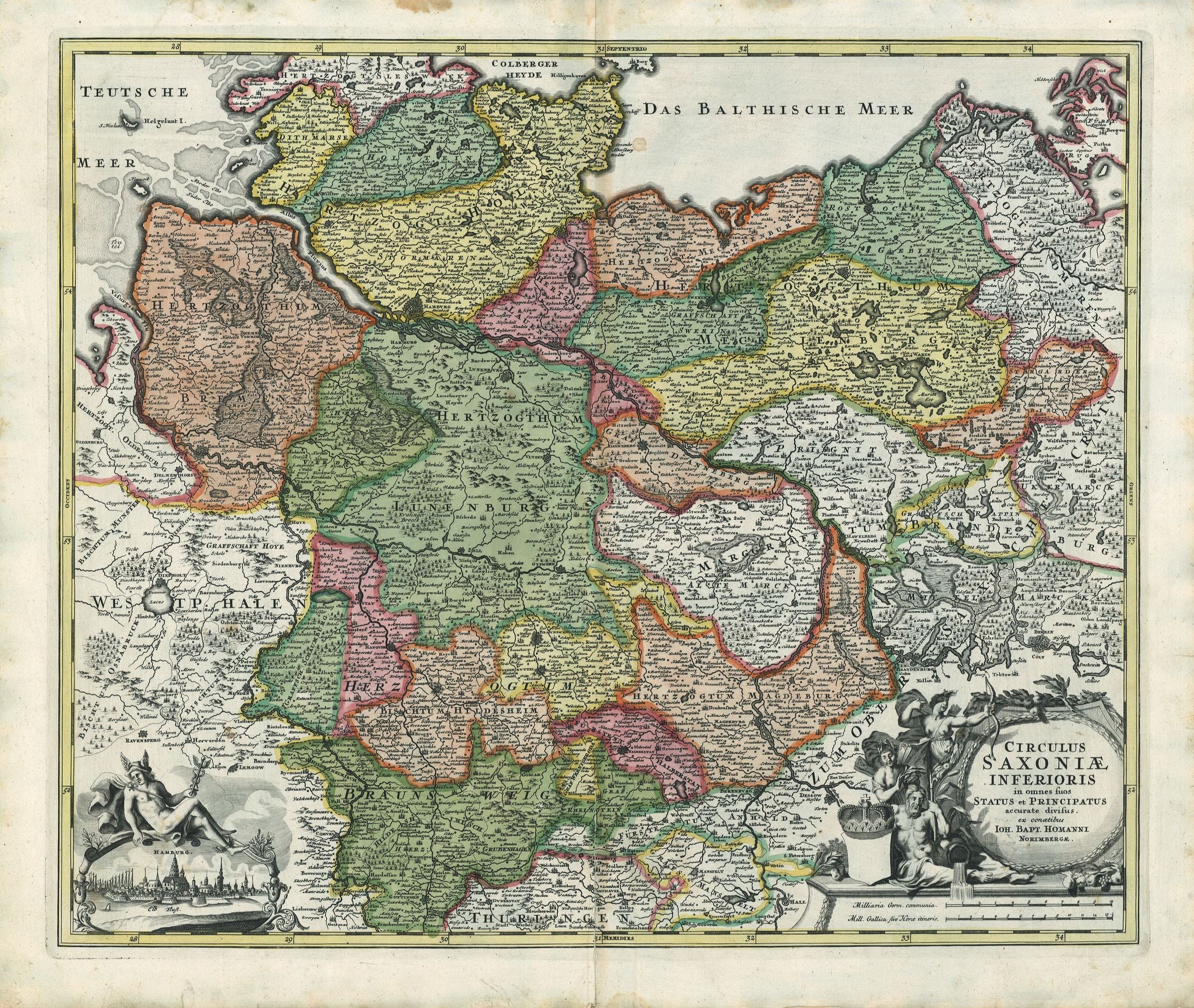 Niedersachsen in der Zeit um 1720 von Johann Baptist Homann