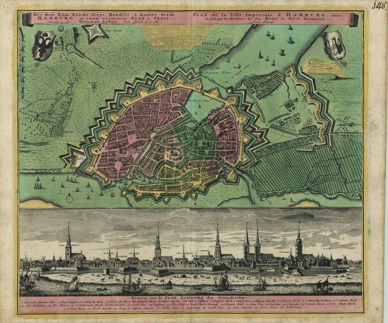 Hamburg um das Jahr 1740 von Homann Erben
