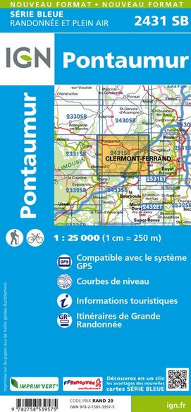 Auvergne 1:25.000 - Topographische Karte Frankreich Série Bleue