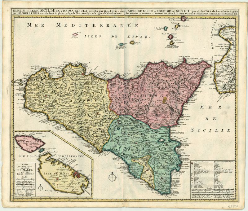 Sizilien um das Jahr 1730 von Josua & Reinier Ottens