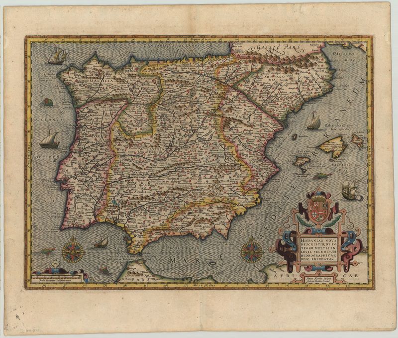 Spanien/Portugal im Jahr 1613 von Jodocus Hondius