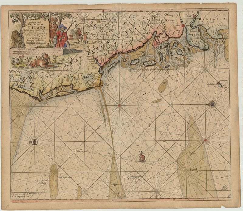 Seekarte Jütlands im Jahr 1715 von Johannes van Keulen