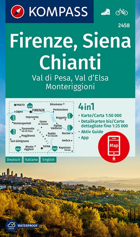 2458 Firenze - Siena - Chianti - Kompass Wanderkarte