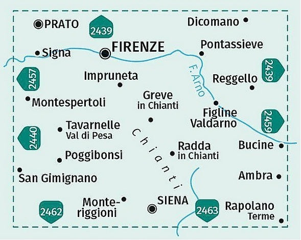 2458 Firenze - Siena - Chianti - Kompass Wanderkarte