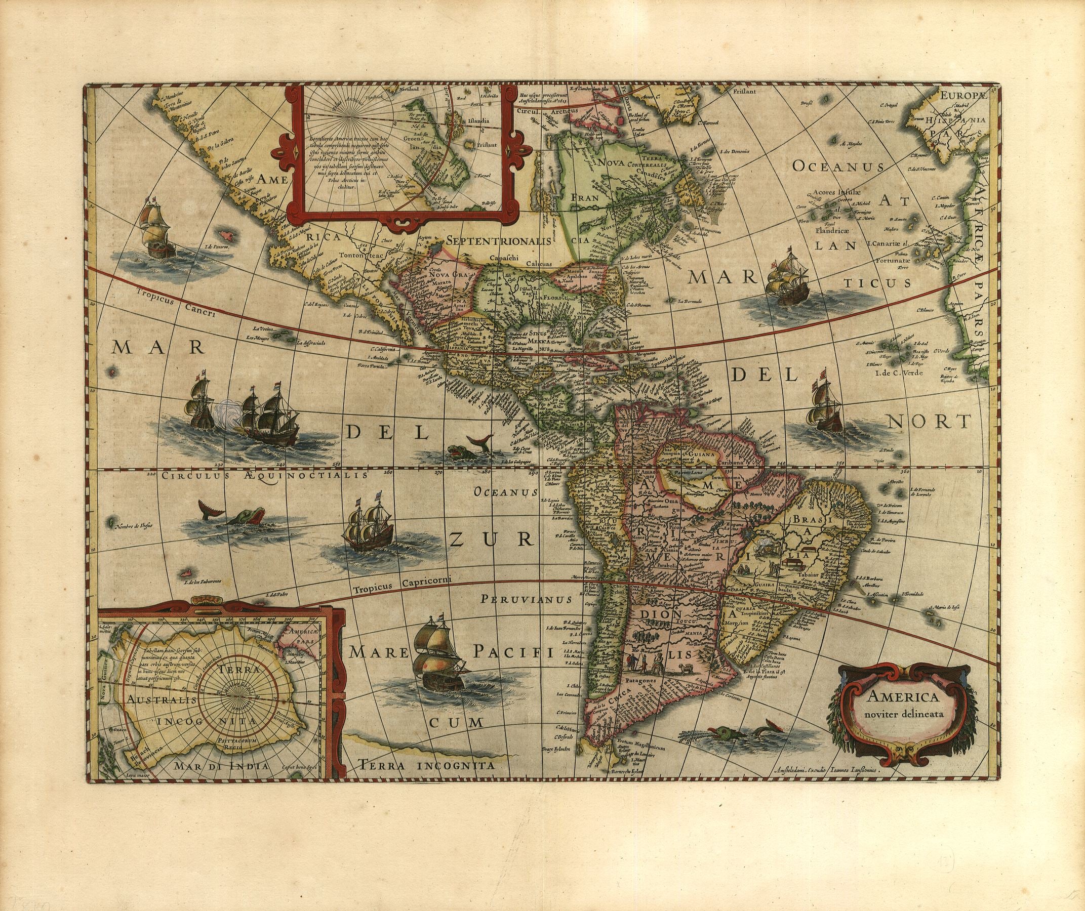 Amerika in der Zeit um 1652 von Jodocus Hondius & Johannes Janssonius