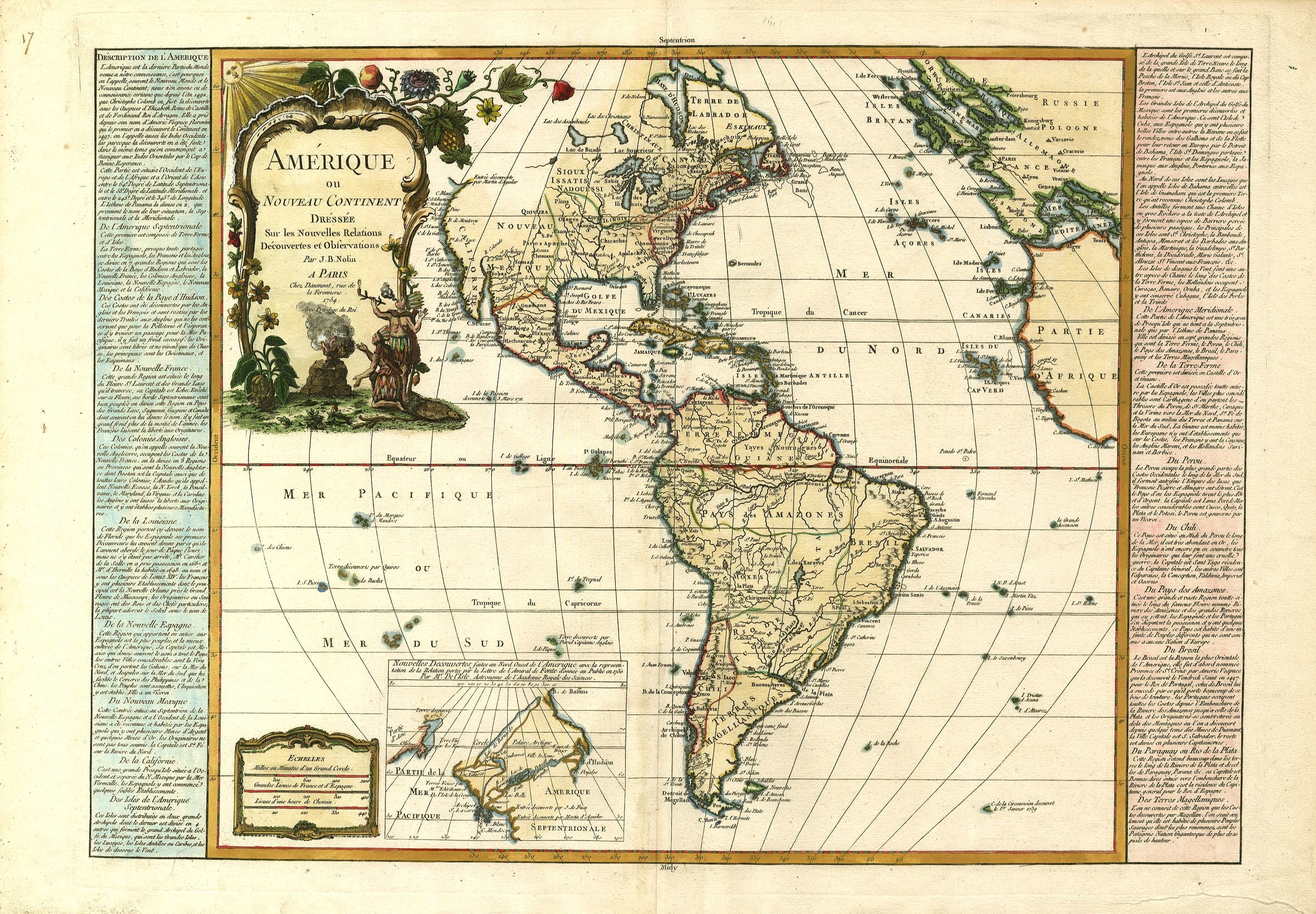 Amerika im Jahr 1754 von Jean Baptiste Nolin