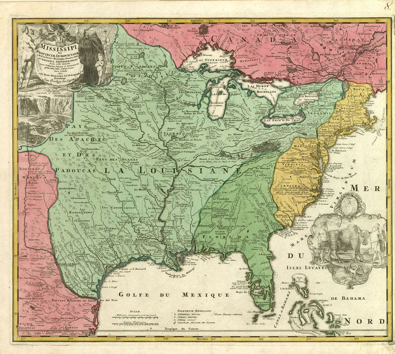 Karte von Nordamerika um das Jahr 1730 von Homann Erben