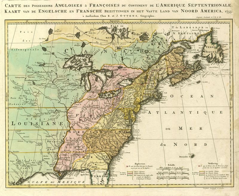 Amerika im Jahr 1755 von Reinier und Josua Ottens