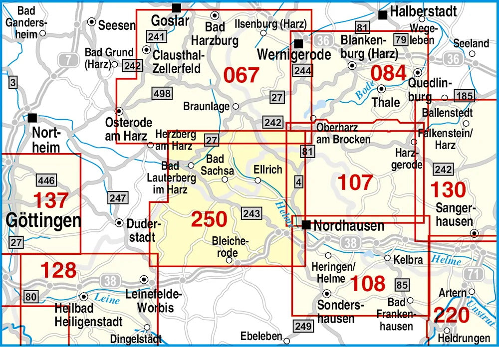 250 Südharz, Bad Lauterberg, Bad Sachsa, Ellrich und Umgebung 1:35.000