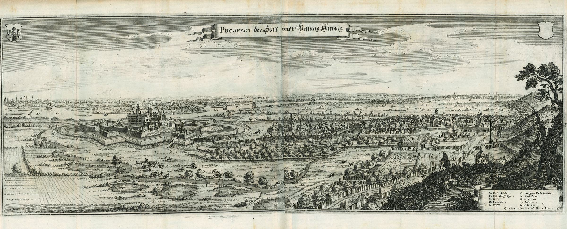 Hamburg - Harburg im Jahr 1654 von Casper Merian