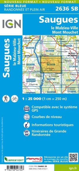 Cevennen, Ardéche 1:25.000 - Topographische Karte Frankreich Série Bleue