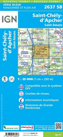 Cevennen, Ardéche 1:25.000 - Topographische Karte Frankreich Série Bleue