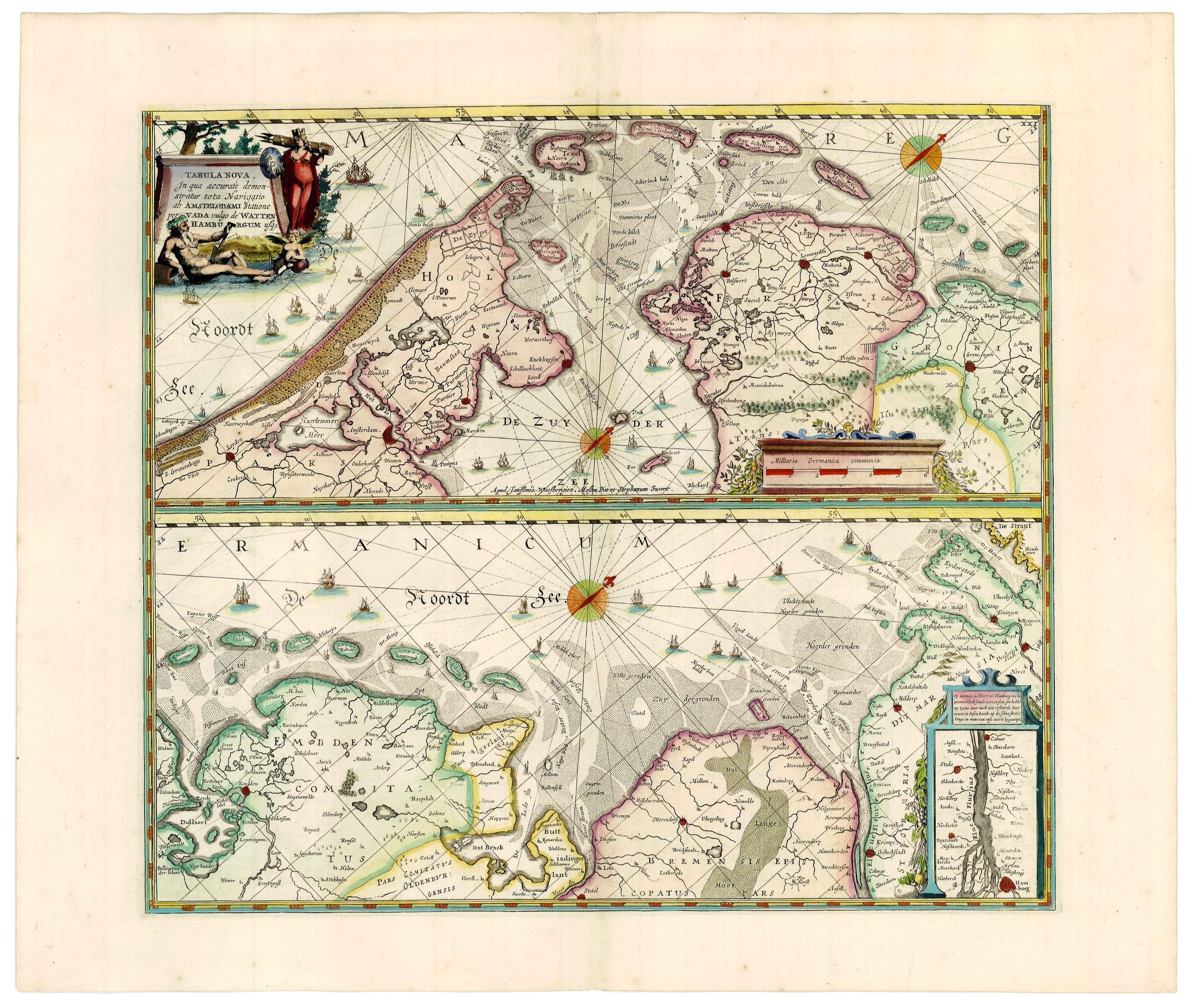 Friesisches Wattenmeer ab 1680 von Janssonius van Waesbergen, Moses Pitt, Stephen Swart