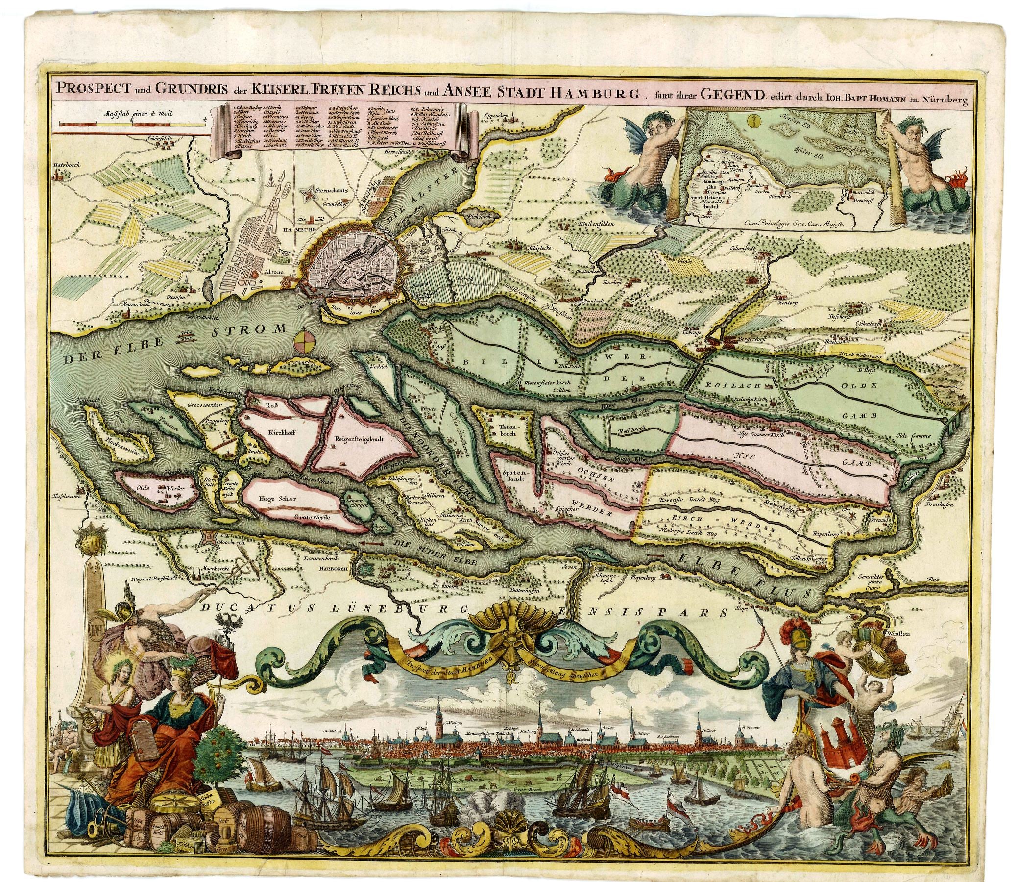 Hamburg um das Jahr 1720 von Johann Baptist Homann