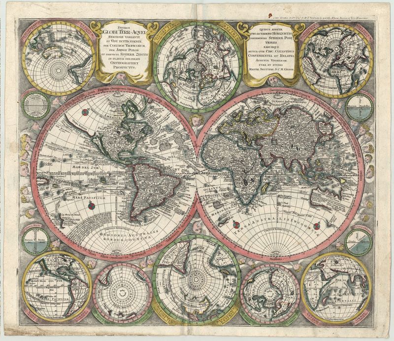 Weltkarte um das Jahr 1744 von Matthias Seutter