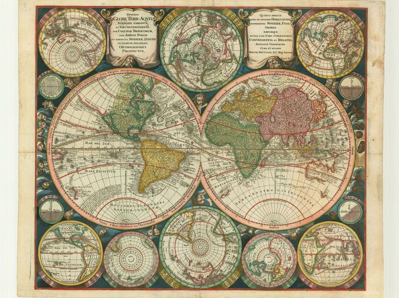 Weltkarte in der Zeit um 1744 von Matthias Seutter