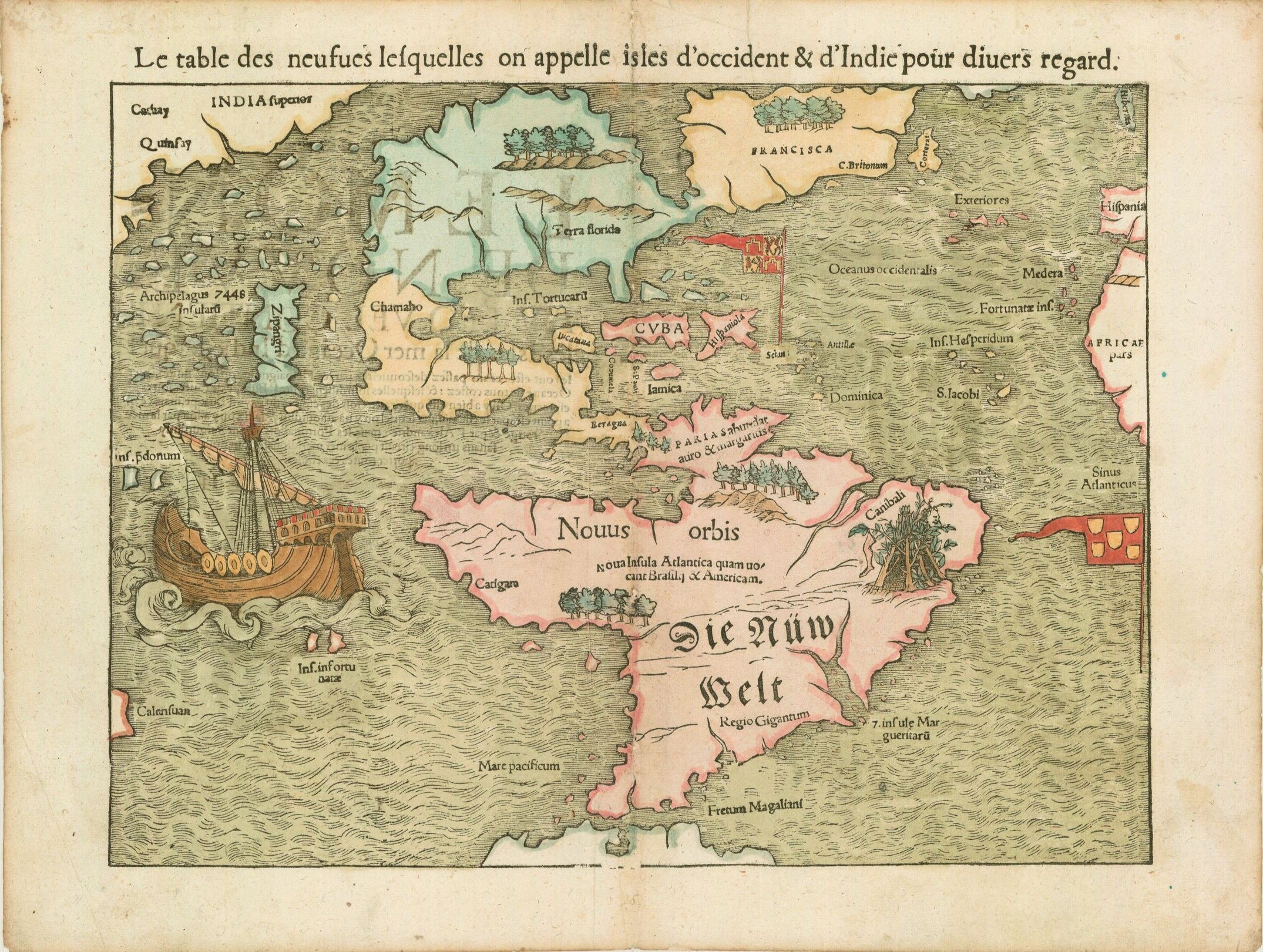 Amerika um das Jahr 1552 von Sebastian Münster