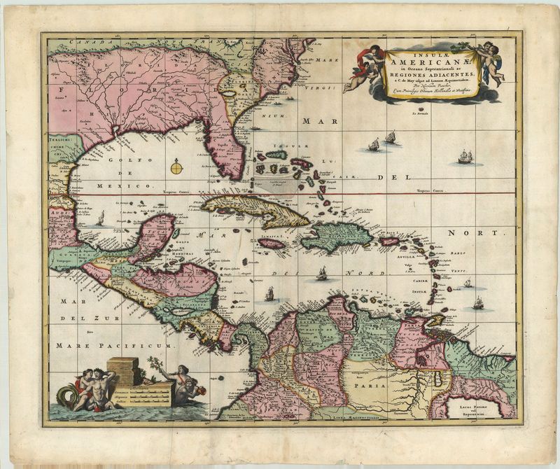 Zentralamerika und die Karibik in der Zeit um 1708 von Nicolas Visscher
