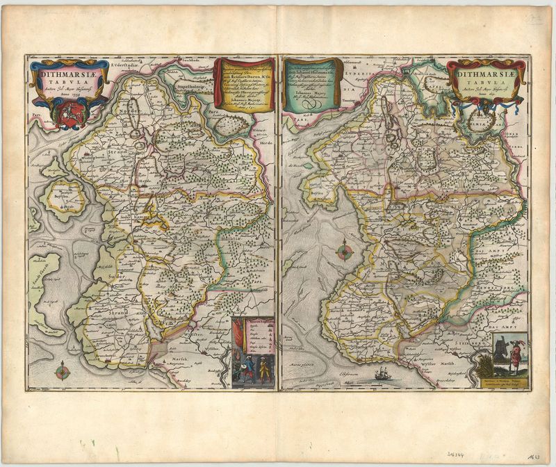 Dithmarschen im und die Flut: eine Karte von Johannes Mejer aus dem Jahr 1663