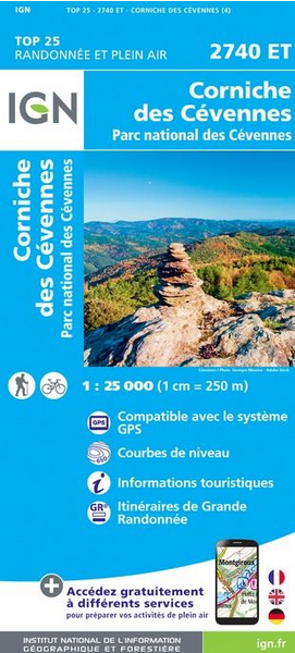 Cevennen, Ardéche 1:25.000 - Topographische Karte Frankreich Série Bleue