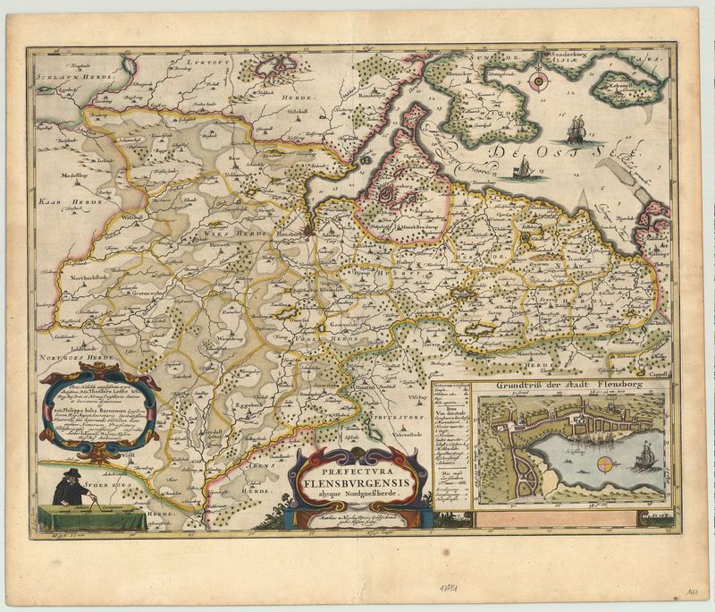 Flensburg im Jahr 1662 von Joan Blaeu und Johannes Mejer