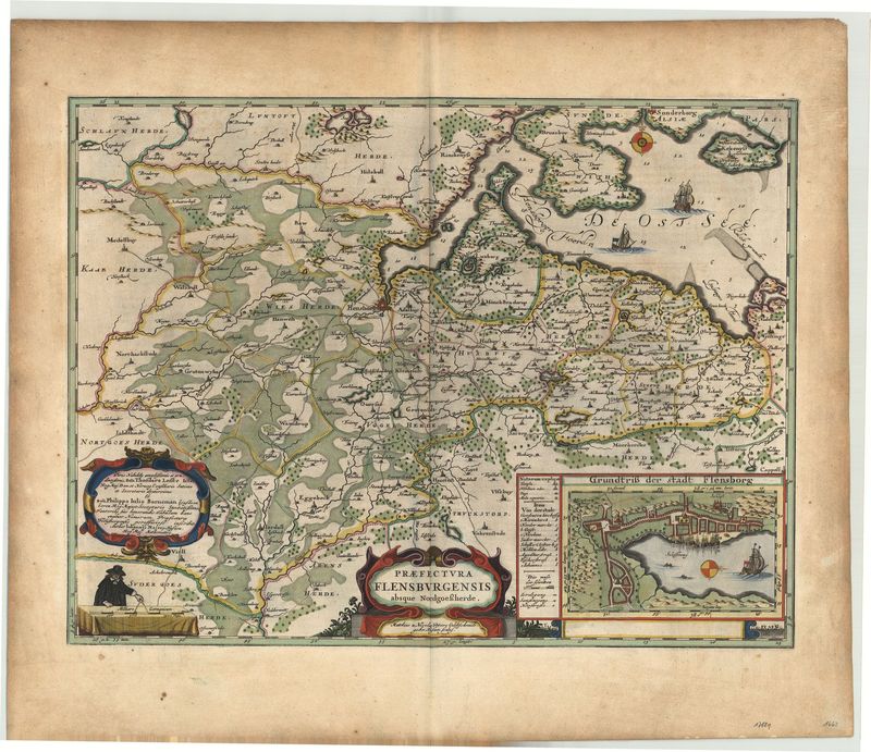 Flensburg im Jahr 1662 von Joan Blaeu und Johannes Mejer