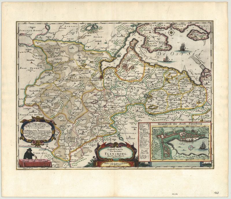 Flensburg im Jahr 1667 von Joan Blaeu und Johannes Mejer