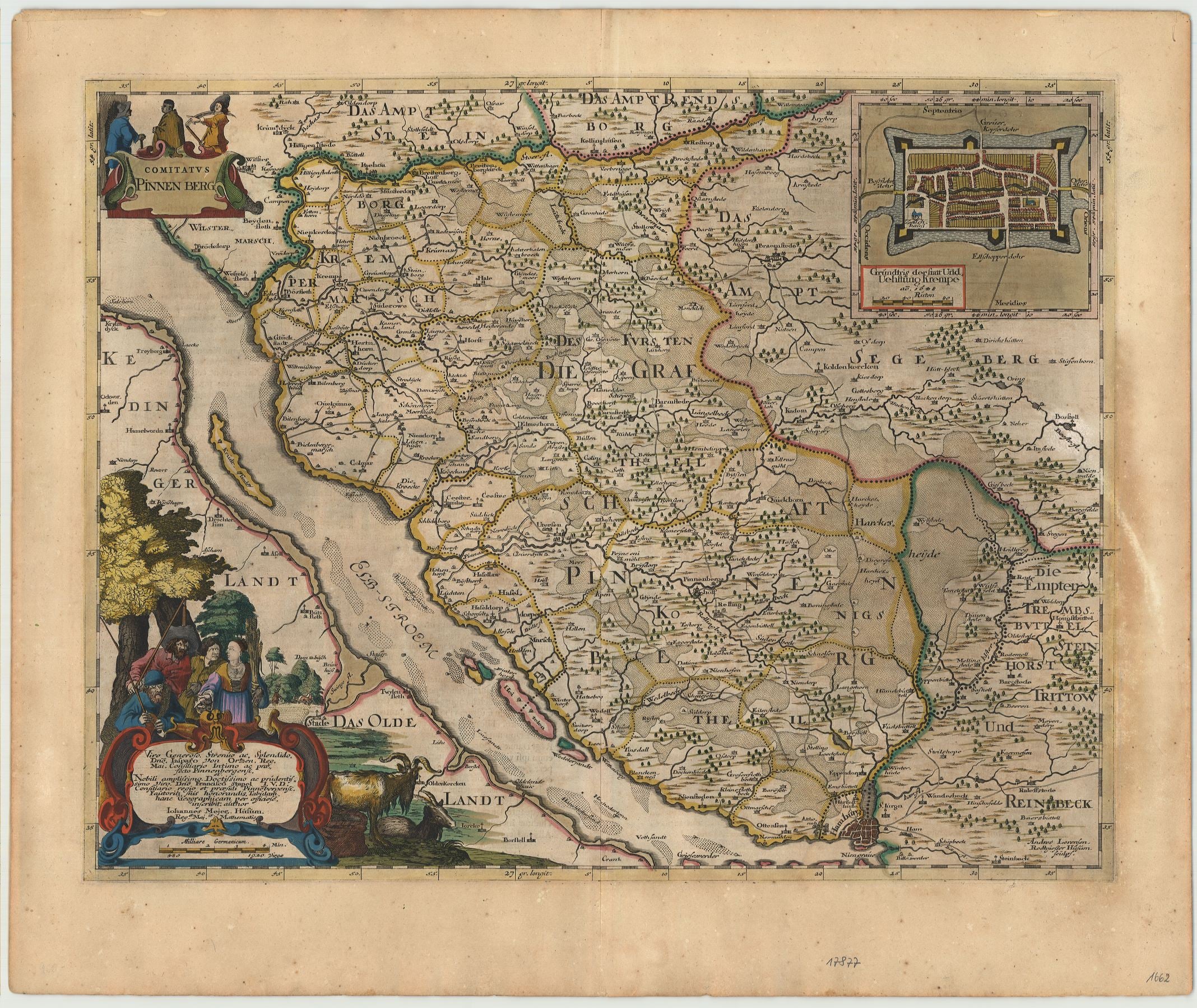 Pinneberg im Jahr 1662 von Joan Blaeu & Johannes Mejer