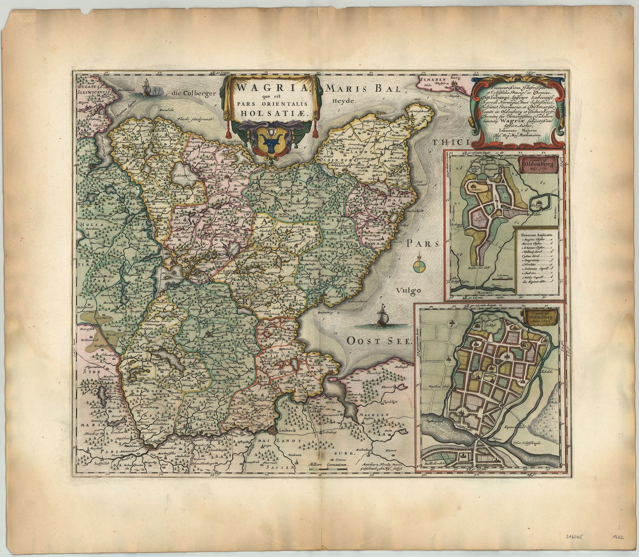 Schleswig-Holstein / Wagrien im Jahr 1662 von Joan Blaeu & Johannes Mejer