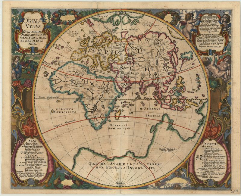 Die Welt nach der Sintflut: eine Karte aus dem Jahr 1651