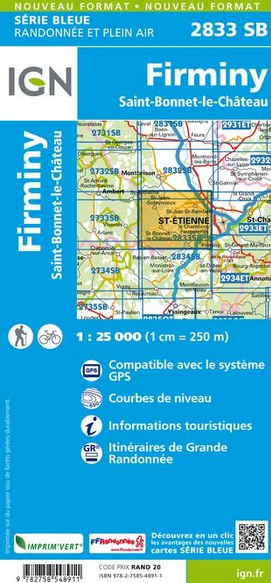 Auvergne 1:25.000 - Topographische Karte Frankreich Série Bleue