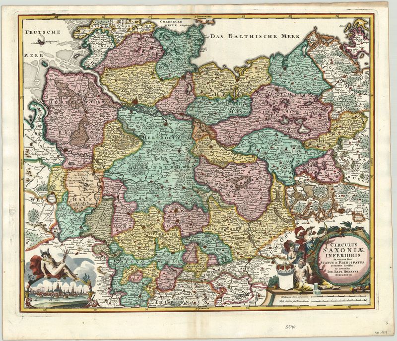 Niedersächsischer Kreis im Jahr  1729 von Johann Baptist Homann