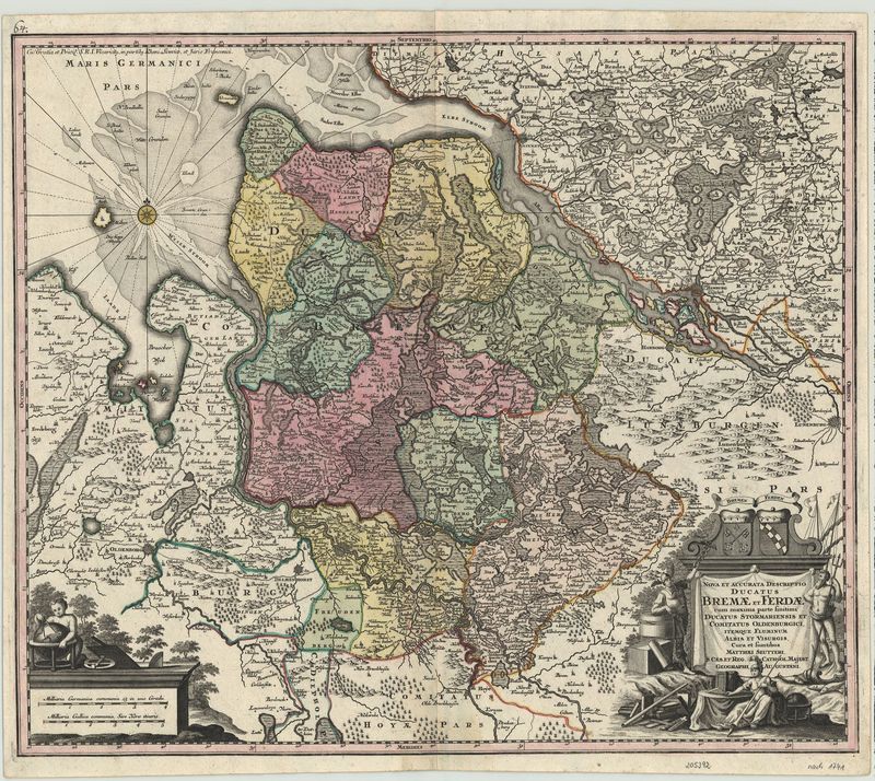 Bremen und Verden im Jahr 1741 von Matthias Seutter