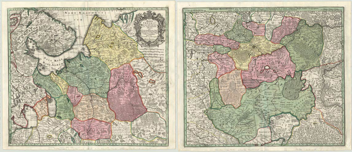 Rußland (Satz von 2 Karten) um das Jahr 1725 Matthias Seutter