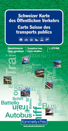 Schweizer Karte des öffentlichen Verkehrs - 1:275.000