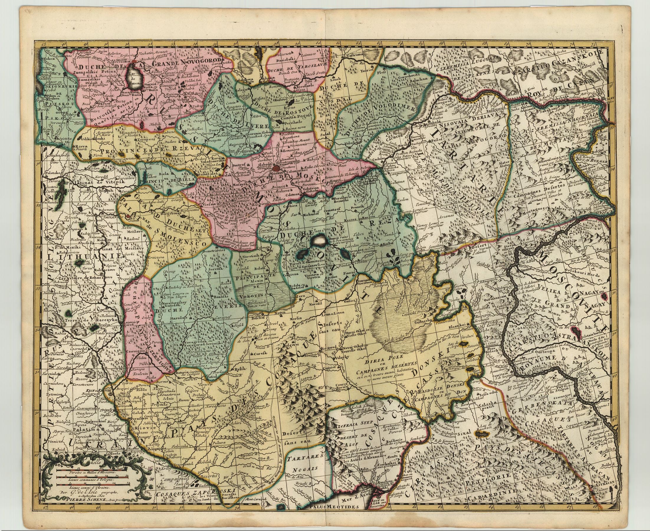 Russland um das Jahr 1730 von Guillaume de L’Isle &amp; Peter Schenk