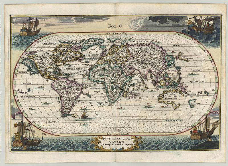 Weltkarte in der Zeit um 1700 von Heinrich Scherer