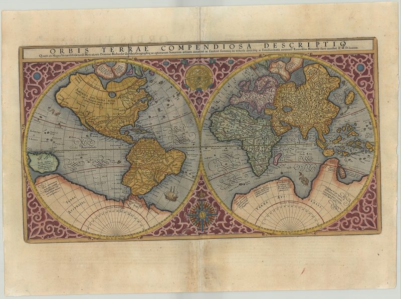 Weltkarte ab 1587 von Rumold Mercator