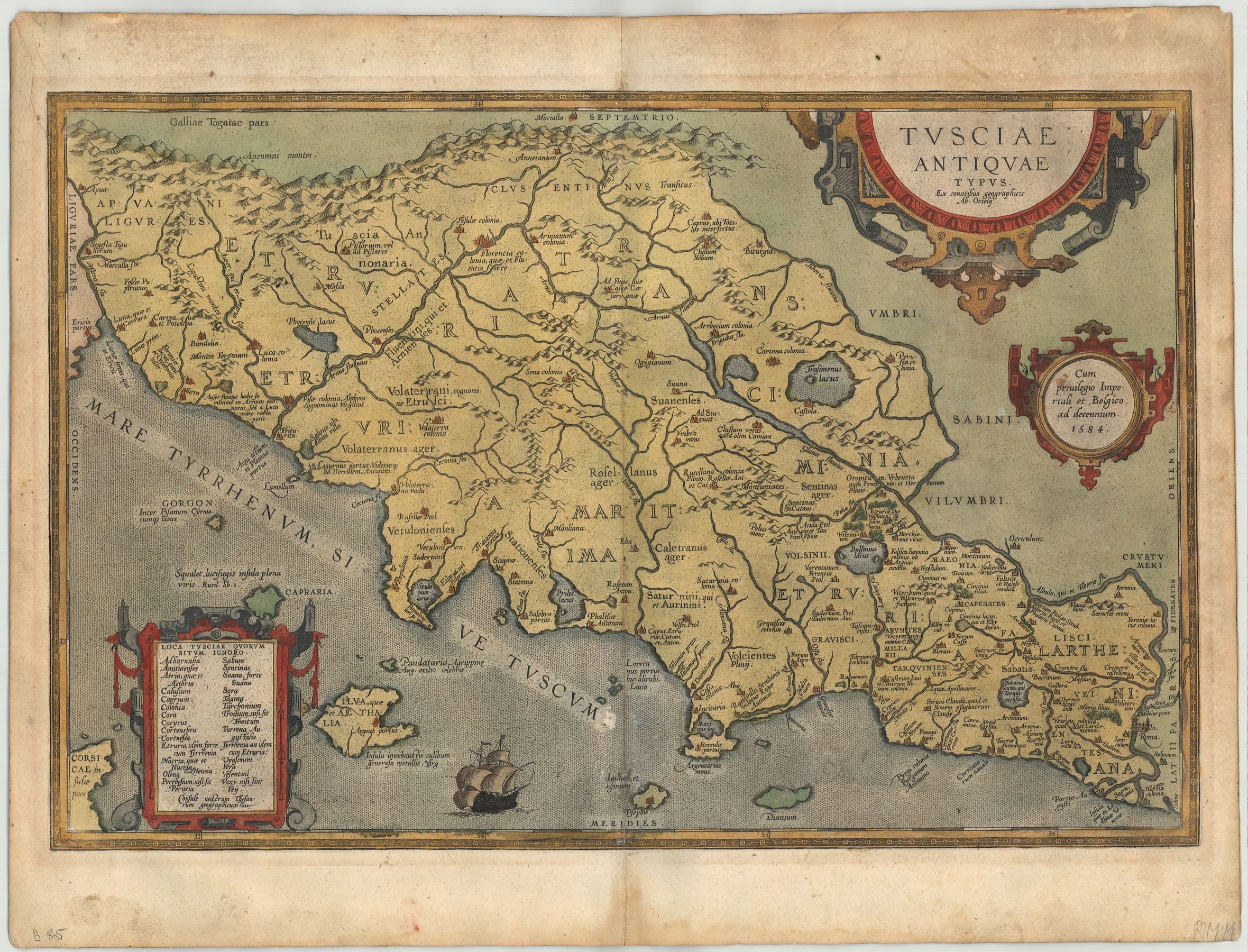 Italien / Toskana im Jahr 1584 von Abraham Ortelius