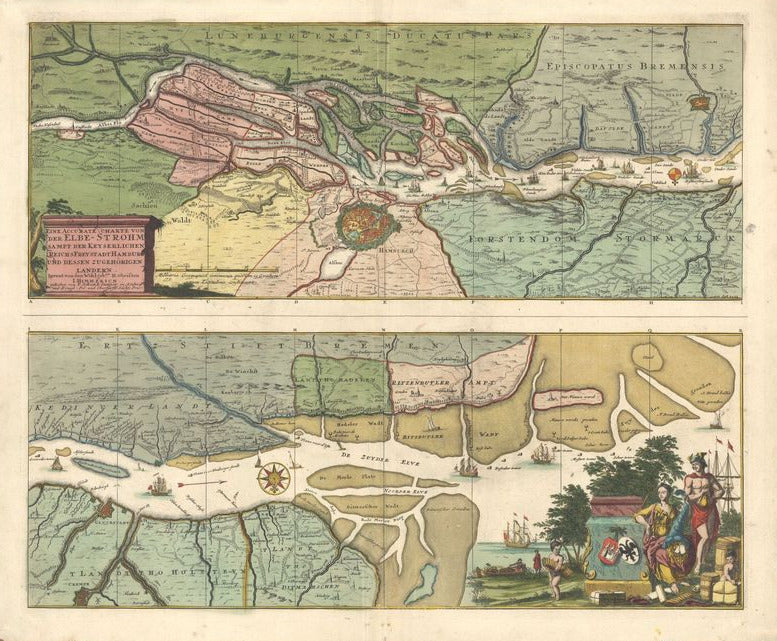 Hamburg und Elbe um das Jahr 1710