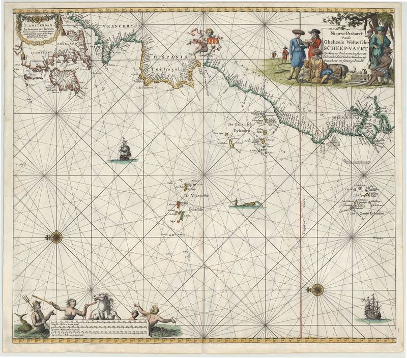 Seekarte des Ost Atlantiks ab 1682 von Johannes van Keulen